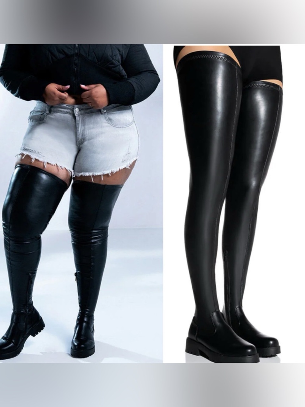 Azalea Wang Thigh High Faux Leather Boots Size 10